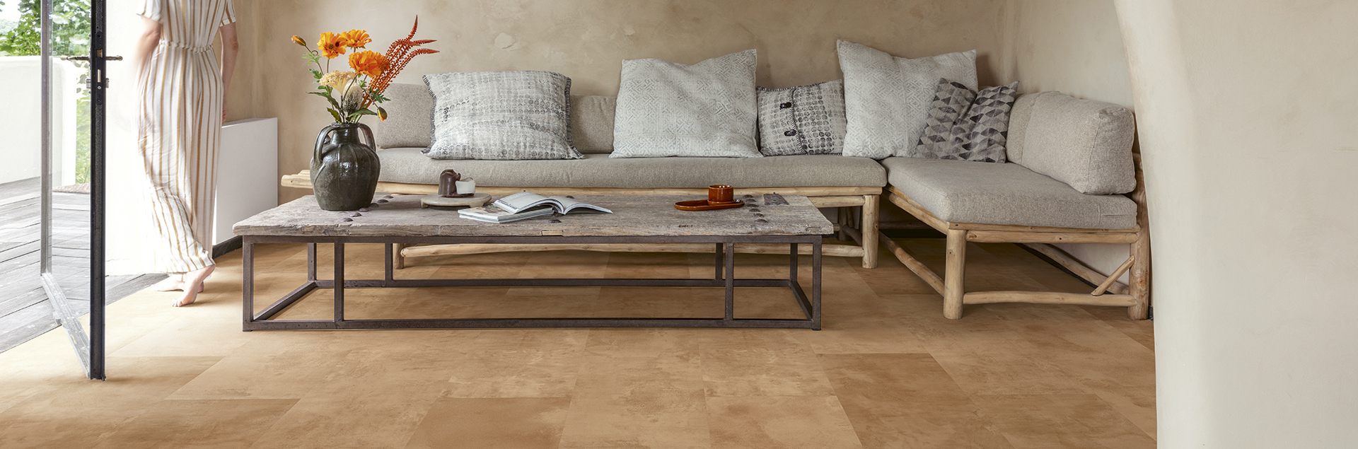Living room with terracotta floor